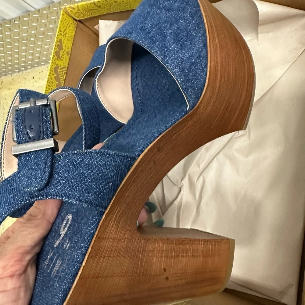 Mix No. 6 Blue Denim Platform Sandals New‼️ - Picture 1 of 3